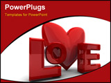 PowerPoint Template - abstract 3d illustration of red love sign over white background