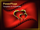 PowerPoint Template - A vector valentines background with gold hearts on a deep red backdrop with room for text
