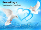 PowerPoint Template - blue sky heaven heart clouds white background