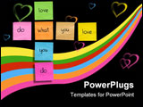 PowerPoint Template - o what you love love what you do - happy life and work concept presented on blackboard with colorfu