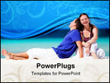 PowerPoint Template - Young happy couple on white sand beach