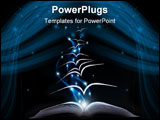 PowerPoint Template - Magic book on a blue background with the lines and lights