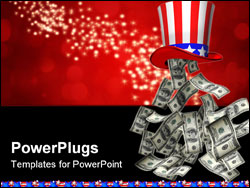PowerPoint Template - Isolated illustration of banknotes falling from Uncle Sam hat