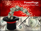 PowerPoint Template - abstract 3d illustration of money magic hat and wand over white background