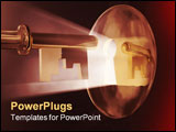 PowerPoint Template - key light door keyhole unlocking gold security