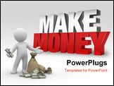 PowerPoint Template - 3d rendered illustration of the word make money on a light gray-white gradient background