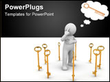 PowerPoint Template - 3D Character and Golden Key - He Solves a Problem