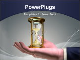 PowerPoint Template - Businessman holding an hourglass in his open hand. Digital illustration.