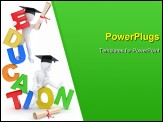 PowerPoint Template - Man with diploma on text education. 3d