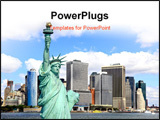 PowerPoint Template - The Statue of Liberty and Lower Manhattan Skylines New York City
