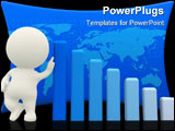 PowerPoint Template - 3D man with hand on graph gradient isolated over a white background
