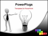 PowerPoint Template - 3d man with lightbulb isolated on white