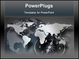 PowerPoint Template - 3d illustration of a compass floating between a globe and a flat world map