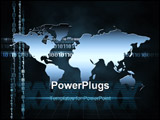 PowerPoint Template - Illustration of the world map with ones and zeros