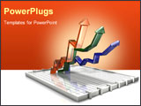 PowerPoint Template - 3d illustration of three up arrows on a flat box chart