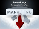 PowerPoint Template - block with marketing text and three arrows on white background - 3d illustration
