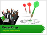 PowerPoint Template - three darts on a white background concept for success and reach a target one dart reach its target
