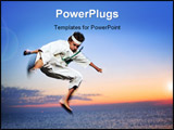 PowerPoint Template - Young boy in karate uniform training at sunset