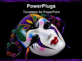 PowerPoint Template - mardi gras mask and colorfulbeads on black.