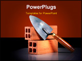 PowerPoint Template - masonry construction with bricks and trowel on the black background