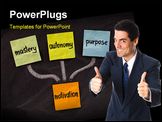 PowerPoint Template - three elements of true motivation - mastery autonomy purpose - colorful sticky notes on blackboard