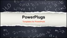 PowerPoint Template - Ripped black paper with formulas. Vector illustration.