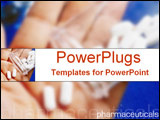 PowerPoint Template - Hand holding prescription drugs with pharmaceuticals text