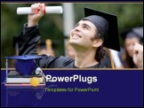 PowerPoint Template - Cap graduation with medal diploma and books