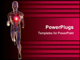 PowerPoint Template - 3d rendered illustration of a transparent running man with vascular system and highlighted heart