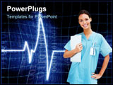 PowerPoint Template - Heart beat on clinic monitor with integrated bits and bytes
