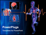 PowerPoint Template - 3d rendered illustration of a transparent running man with vascular system and heartbeat