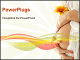 PowerPoint Template - pregnant woman holding her belly and flower