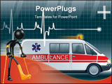 PowerPoint Template - A Concept And Presentation Figure in 3D, A lifeline in an electrocardiogram and an ambulance
