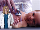 PowerPoint Template - Close-up high-key photo of a newborn baby getting examined by a doctor