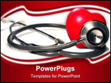 PowerPoint Template - A stethoscope and a red heart against a white background.