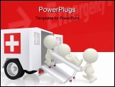 PowerPoint Template - 3D emergency ambulance assisting a guy - isolated over a white background