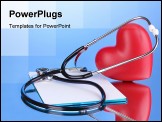 PowerPoint Template - Medical stethoscope with clipboard and heart on blue background