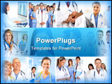 PowerPoint Template - Smiling medical doctors with stethoscopes. Health care