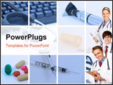 PowerPoint Template - Smiling medical people with stethoscopes. Doctors and nurses over white background