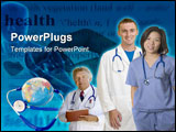 PowerPoint Template - Doctors and Nurses standing with white background and background of earth