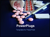 PowerPoint Template - Tablets and pills on a dark blue background.