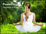 PowerPoint Template - A girl in one of the yoga postures back outdoors