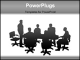 PowerPoint Template - staff meeting or board meeting in sillotte, vector style.