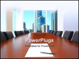 PowerPoint Template - meeting room in front focus placed sheet of paper and pen on table