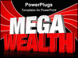 PowerPoint Template - 3d rendered illustration of the word mega wealth on a light gray-white gradient background