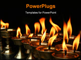 PowerPoint Template - Memorial candles burning inside dark temple Nepal