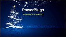 PowerPoint Template - Christmas tree with star and decoration in dark blue
