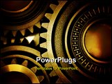 PowerPoint Template - Closeup of three metal gears. Studio shot. Grungy