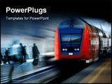 PowerPoint Template - fast moving red train against a blurred background.