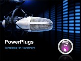 PowerPoint Template - A mic in front of the sound analyzer / music concept